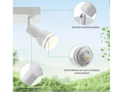 NETTLIFE Plafonario de 4 focos blanco: Plafonario metálico con focos GU10 giratorios para interiores, para cocina, oficina, salón y dormitorio, sin bombillas.