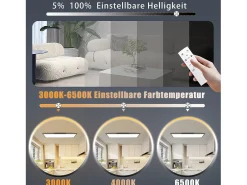 NETTLIFE Plafonario LED de intensidad variable de 100x25 cm con mando a distancia negro, 24 W.
