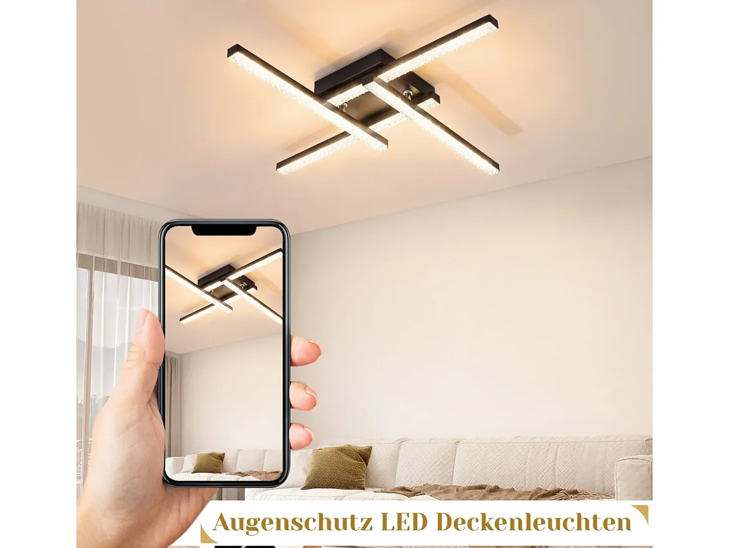 NETTLIFE Plafonario LED de Diseño Moderno, 24W, Negro, 3000K, Luz Blanca Cálida