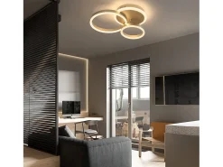 NETTLIFE Plafonario LED de intensidad variable, diseño en anillo, con mando a distancia moderno, 46W.