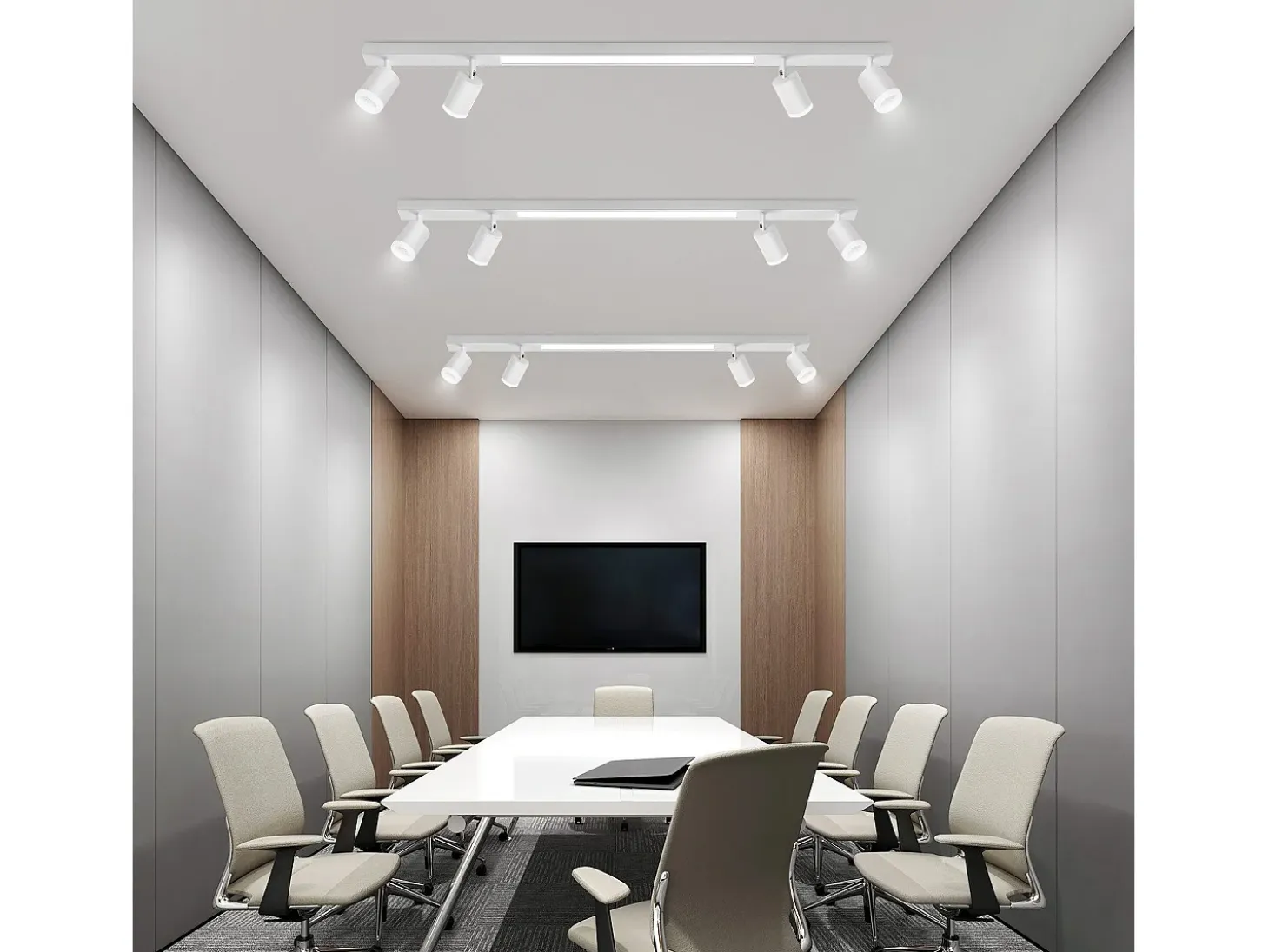 NETTLIFE Plafonario LED de 4 bombillas regulables, 38 W, blanco, con control remoto, 3000K - 6500K, orientable 350°