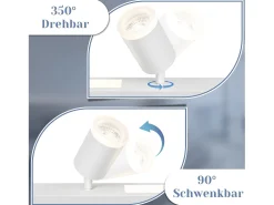 NETTLIFE Plafonario LED de 4 bombillas regulables, 38 W, blanco, con control remoto, 3000K - 6500K, orientable 350°