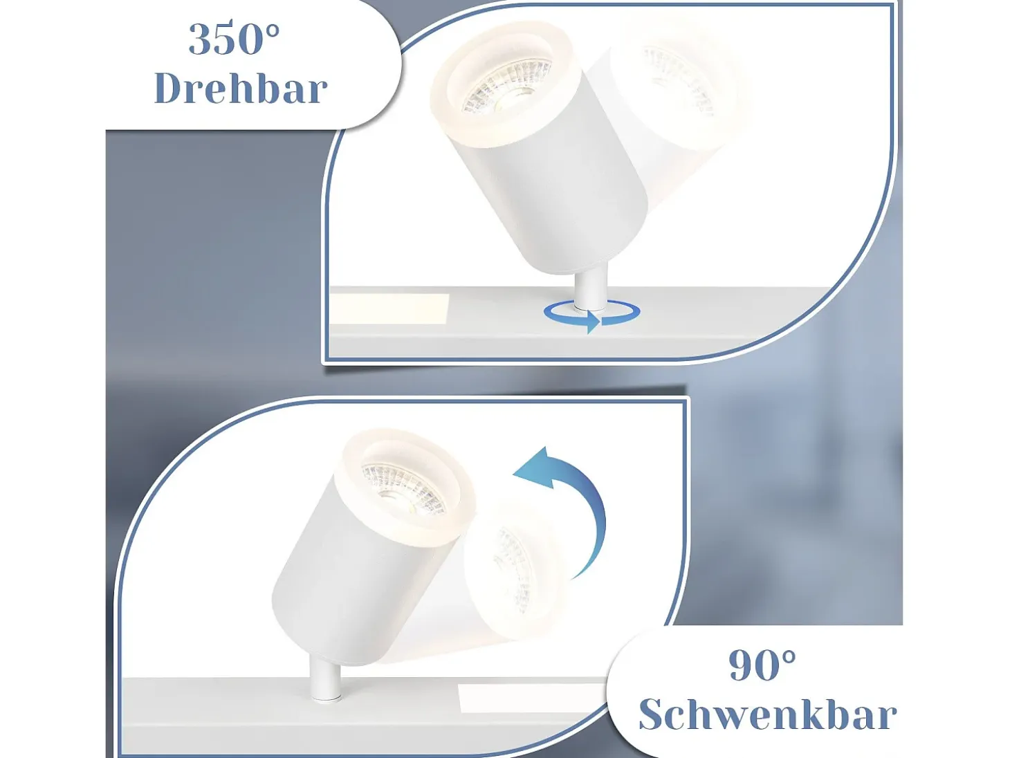 NETTLIFE Plafonario LED de 4 bombillas regulables, 38 W, blanco, con control remoto, 3000K - 6500K, orientable 350°