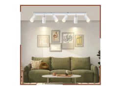 NETTLIFE Plafonero de 6 focos moderno: plafonero blanco con foco GU10 giratorio hasta 355° de metal para interiores, para cocina, salón, dormitorio, sin bombilla.