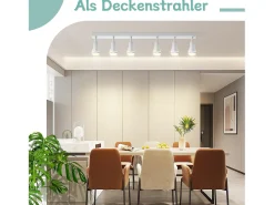 NETTLIFE Plafonero de 6 focos blanco: Plafonero metálico GU10 con focos giratorios para interior, para cocina, oficina, salón y dormitorio, sin bombillas.