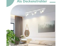 NETTLIFE Plafonero de 6 focos blanco: Plafonero metálico GU10 con focos giratorios para interior, para cocina, oficina, salón y dormitorio, sin bombillas.