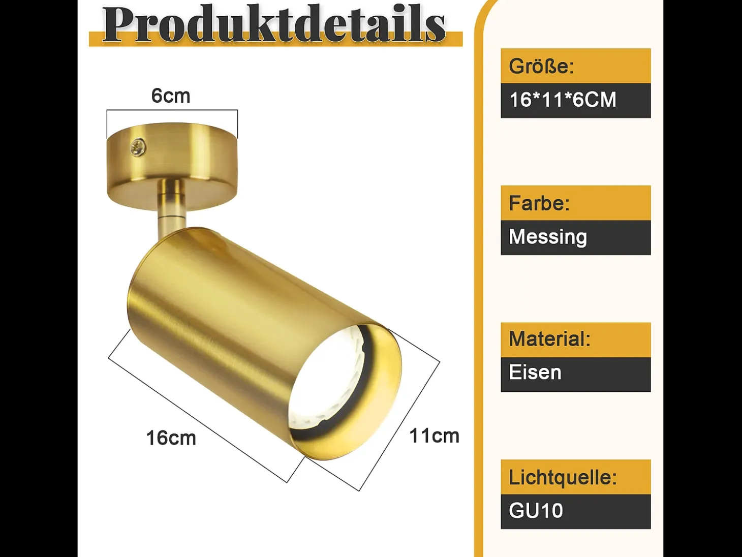 NETTLIFE Plafonero LED GU10 de techo, con spotlight rotativo 330°, metal, estilo vintage retro.
