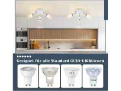 NETTLIFE Plafonero LED GU10 - 3 focos redondos modernos para techo, focos para techo de 350° para cocinas, pasillos, dormitorios y salones - sin bombilla blanca