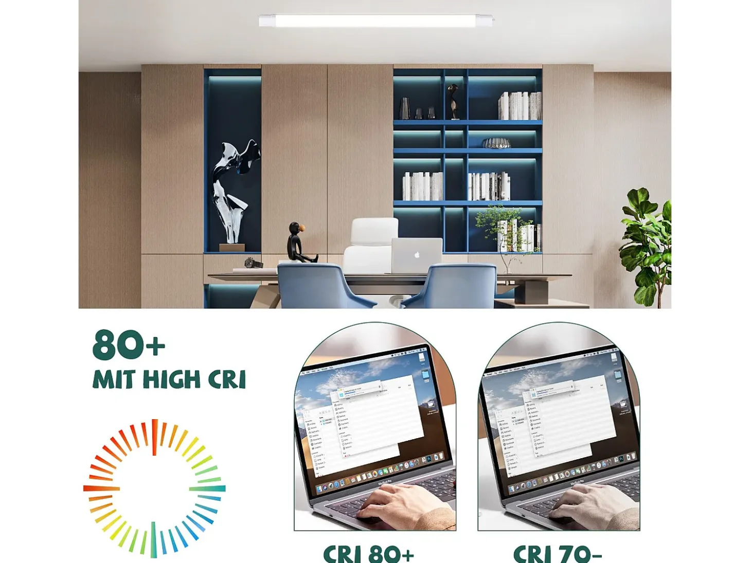 NETTLIFE. Plafonero LED para ambiente húmedo, luz de 120 cm, plafonero de 36 W, IP65. Tubo fluorescente de luz para bañera de 5000 K.