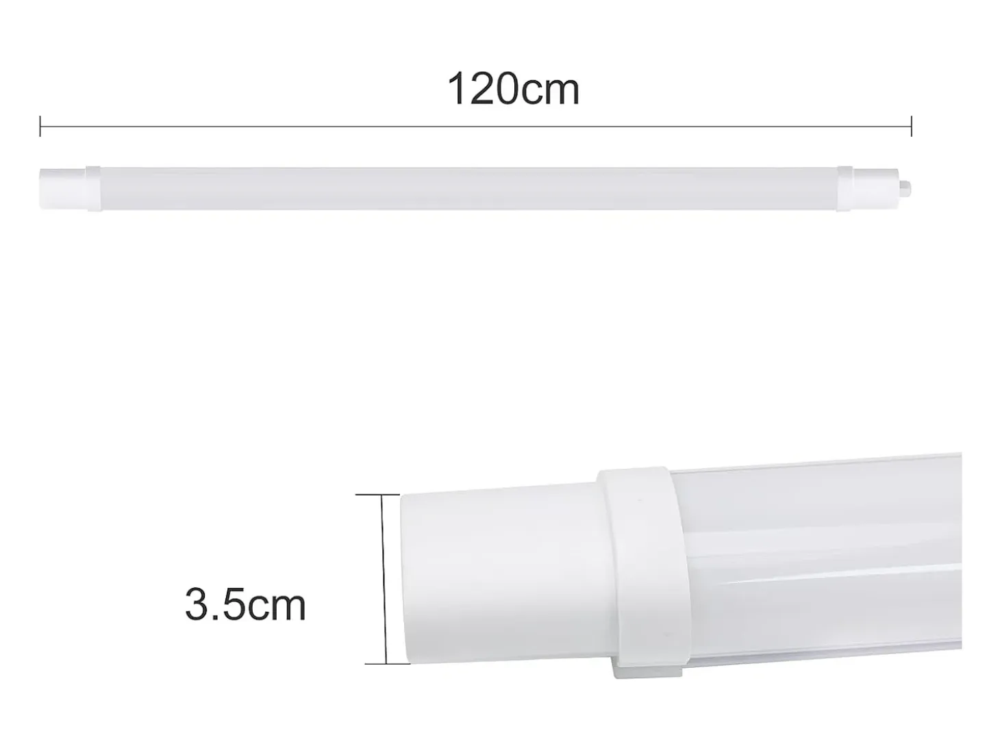 NETTLIFE. Plafonero LED para ambiente húmedo, luz de 120 cm, plafonero de 36 W, IP65. Tubo fluorescente de luz para bañera de 5000 K.