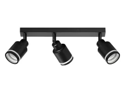 NETTLIFE Plafonero negro moderno: 3 focos de techo orientables de metal, plafonero GU10, para dormitorio, comedor, sin bombilla.