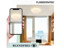 NETTLIFE Segunda lámpara de techo LED para dormitorio, cocina, 5W, 3000K, Ø 16,5 cm, blanco cálido, pasillo, habitación infantil.