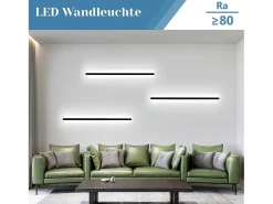 NETTLIFE Set de 2 apliques de pared para interior negro 100CM aplique de pared moderno pasillo 32W