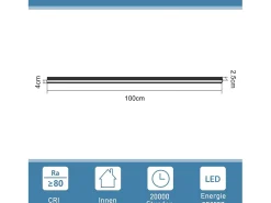 NETTLIFE Set de 2 apliques de pared para interior negro 100CM aplique de pared moderno pasillo 32W