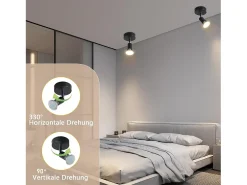 NETTLIFE Spot GU10 Max.40 W Aplique interior negro moderno, foco ajustable 330°, pantalla de tela metálica, para pasillo, cocina,