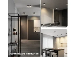 NETTLIFE Spot LED Luces de techo Negro GX53 MAX.5W Foco giratorio cuadrado para cocina Sala Comedor Pasillo