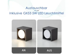 NETTLIFE Spot LED Luces de techo Negro GX53 MAX.5W Foco giratorio cuadrado para cocina Sala Comedor Pasillo