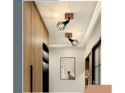 NETTLIFE Spot Lámpara de techo Madera negra E14 Metal vintage Giratorio 350°Máx. 40 W para pasillo salón dormitorio cocina