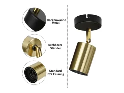 NETTLIFE Stop Lámpara de Pared Vintage E27 Negro Dorado Retro para Ajustable Moderno para Cocina Pasillo Mesita de Noche Sala de Estar o Dormitorio