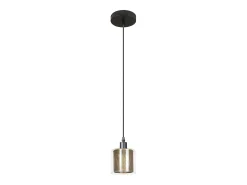 NETTLIFE Suspensión de lámpara de mesa de estilo vintage - 1 bombilla E14 Máx. 40W, retro, metal y vidrio negro, de estilo industrial.