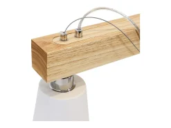 NETTLIFE. Suspensión de madera, 3 llamas, blanco caliente vintage, regulable en altura, bombilla E27, máxima 25 W.