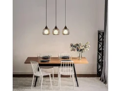 NETTLIFE Suspensión de mesa Vintage negro. Lámpara de mesa E27. Lámpara para comedor. Retró cocina industrial.