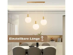 NETTLIFE Suspensión E27 o Lámpara de suspensión de 3 focos Ajustable en altura. Lámpara de suspensión moderna.