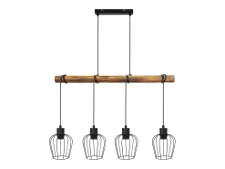 NETTLIFE Suspensión retro, lámpara de suspensión vintage de madera industrial negra E27.