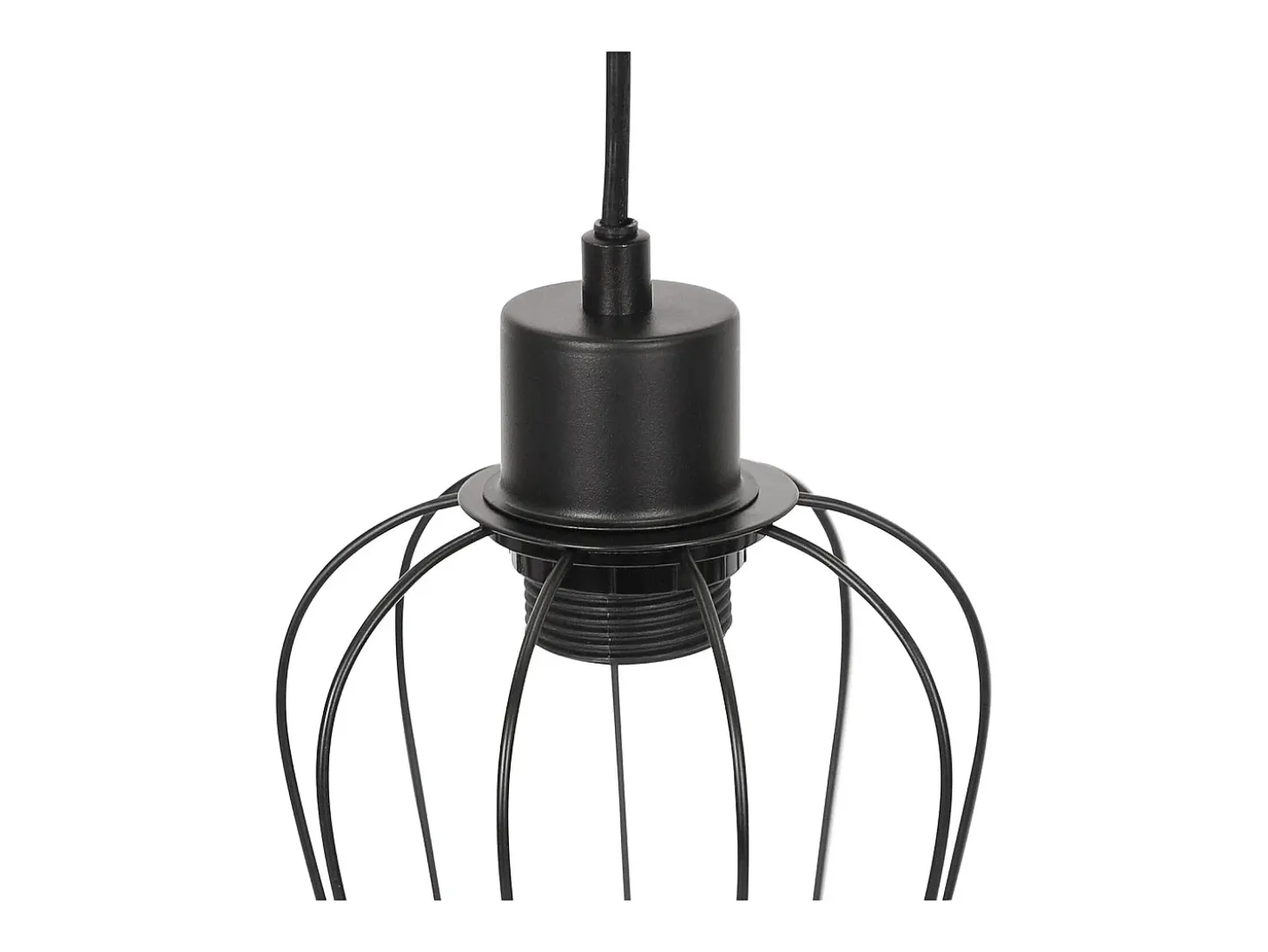NETTLIFE Suspensión retro, lámpara de suspensión vintage de madera industrial negra E27.