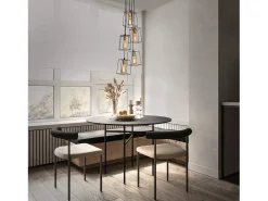 NETTLIFE Suspensión vintage negra, 5 lámparas regulables en altura, de metal, E27 industrial.