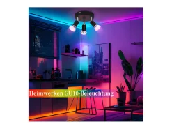NETTLIFE Techo de 3 Focos GU10 de Metal Negro Orientable Estilo Industrial para Interior Cocina Salón Dormitorio