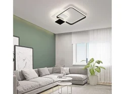 NETTLIFE Techo luminoso LED, 45 * 41 cm, 46 vatios, intensidad variable, 3000 - 6000 Kelvin, lámpara negra con diseño para dormitorio, oficina y cocina.