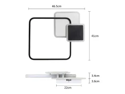 NETTLIFE Techo luminoso LED, 45 * 41 cm, 46 vatios, intensidad variable, 3000 - 6000 Kelvin, lámpara negra con diseño para dormitorio, oficina y cocina.