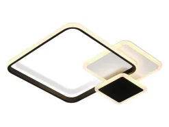 NETTLIFE Techo luminoso LED, 45 * 41 cm, 46 vatios, intensidad variable, 3000 - 6000 Kelvin, lámpara negra con diseño para dormitorio, oficina y cocina.