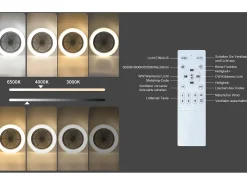 NETTLIFE Ventilador de techo LED con control remoto, silencioso, 48,5cm, ajustable, temporizador, cristal, para salón/dormitorio.