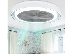 NETTLIFE Ventilador de techo con iluminación LED y mando a distancia - Lámpara de techo moderna, silenciosa, regulable, 5 aspas