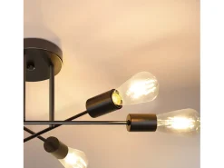 NETTLIFE Vintage - Lámpara de techo con 6 bombillas E27, salón industrial, negro, retro, para dormitorio - Lámpara, estilo rústico, lámpara para mesa del comedor.