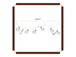 NETTLIFE Vintage E14 Foco de techo para interior ajustable 350° blanco giratorio 350° industrial 6 llamas