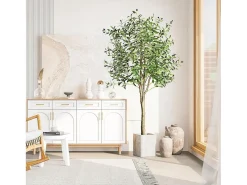 Oliva artificial 120 cm en macetas, plantas artificiales extraíbles, decoración de plantas verdes falsas, para interior al aire libre