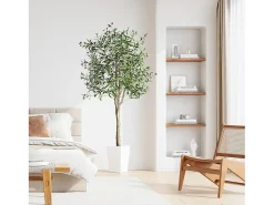 Oliva artificial 120 cm en macetas, plantas artificiales extraíbles, decoración de plantas verdes falsas, para interior al aire libre