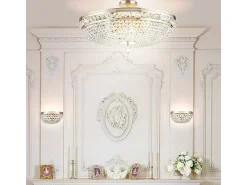 Ottilia Lámpara de Techo Semi Empotrada Oro & Cristal, 12 Luces, E14