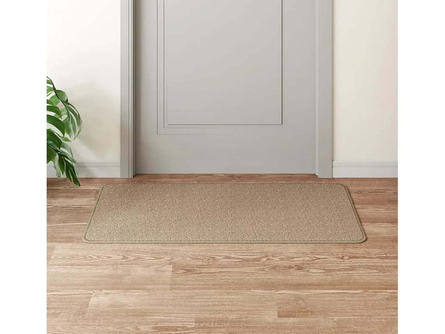 Overijse Alfombra de pasillo con aspecto de sisal color arena 50x100 cm
