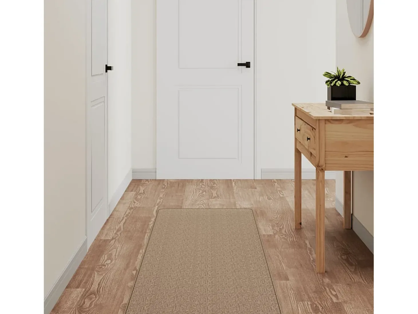 Overijse Alfombra de pasillo con aspecto de sisal color arena 50x150 cm