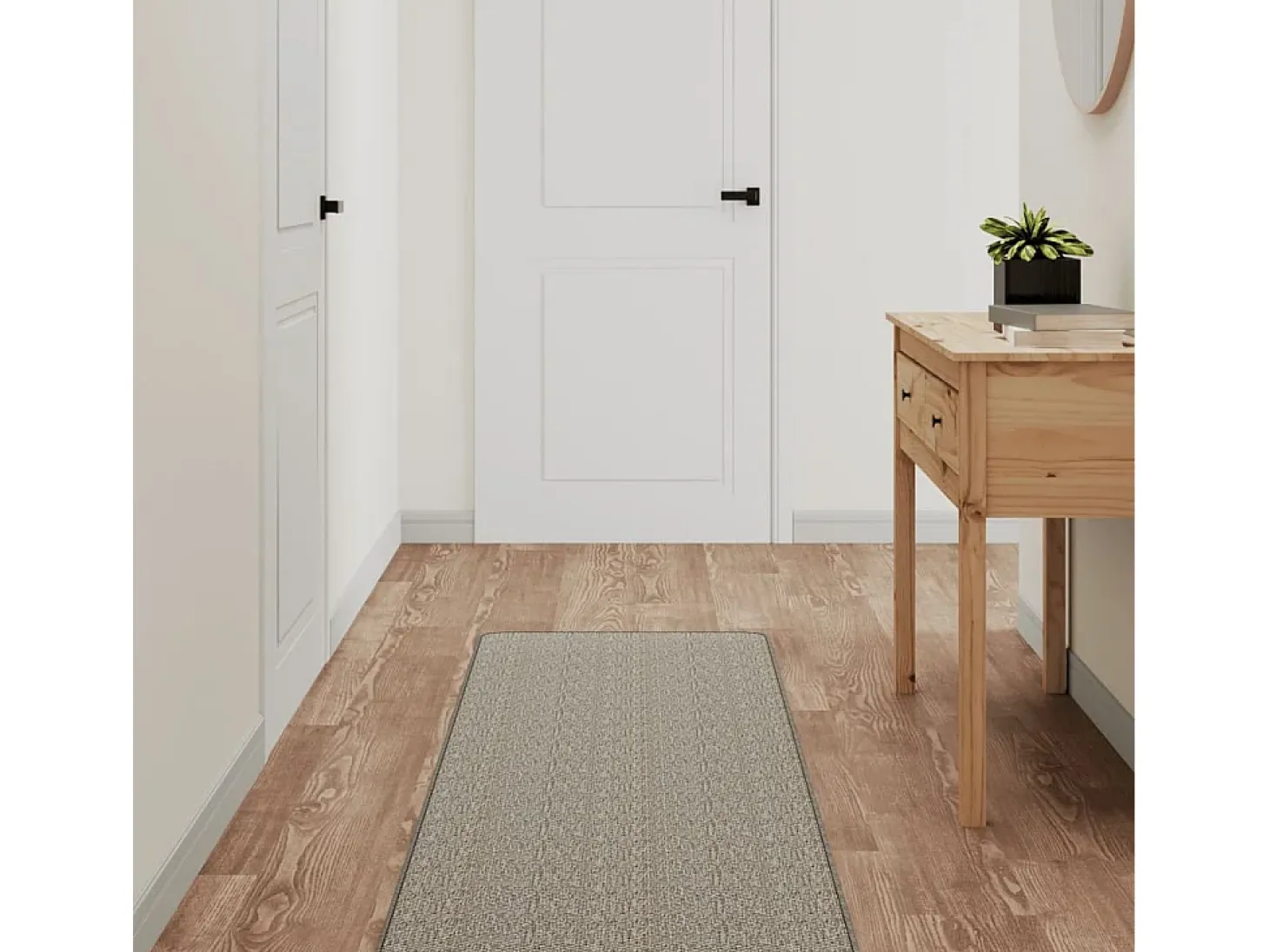 Overijse Alfombra de pasillo con aspecto de sisal platina 50x200 cm