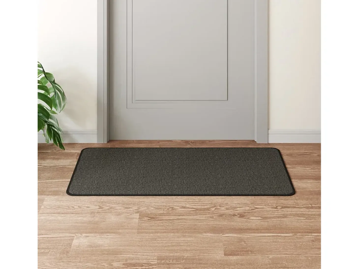 Overijse Alfombra de pasillo con aspecto sisal gris antracita 50x100 cm