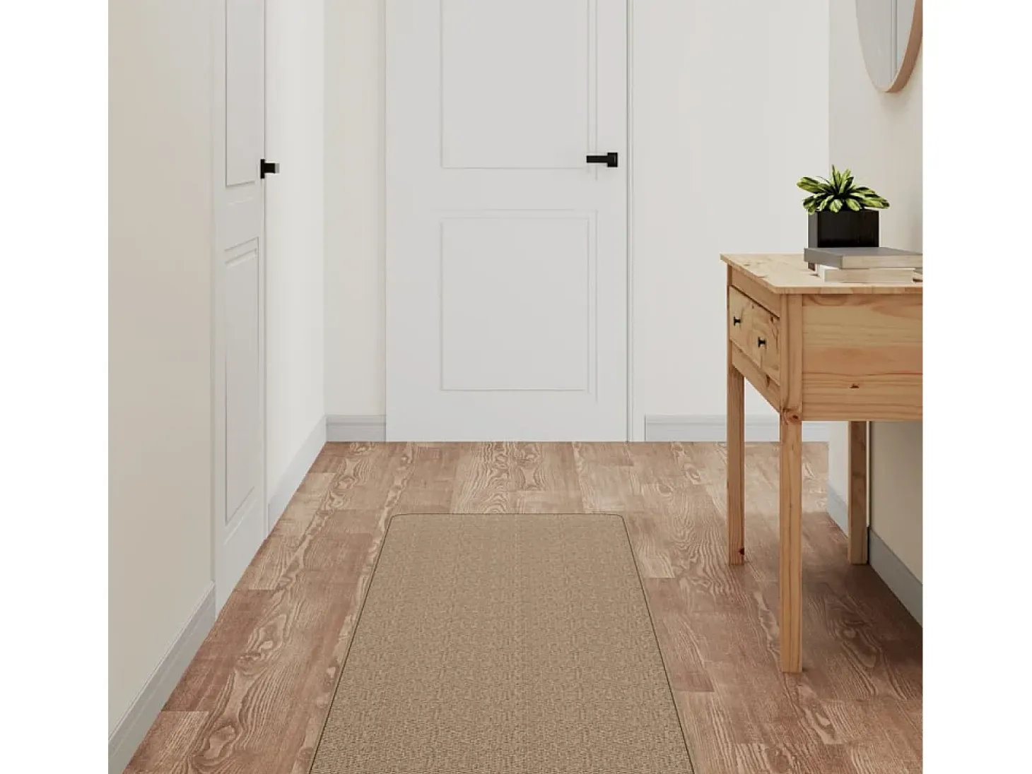 Overijse Alfombra de pasillo con aspecto de sisal color arena 50x300 cm
