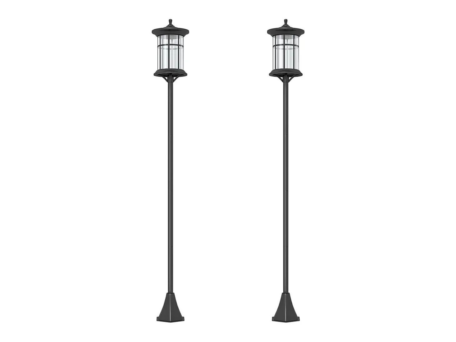 Pack de 2 farolas Alfredo Outsunny carga solar negro 184x23,5 cm