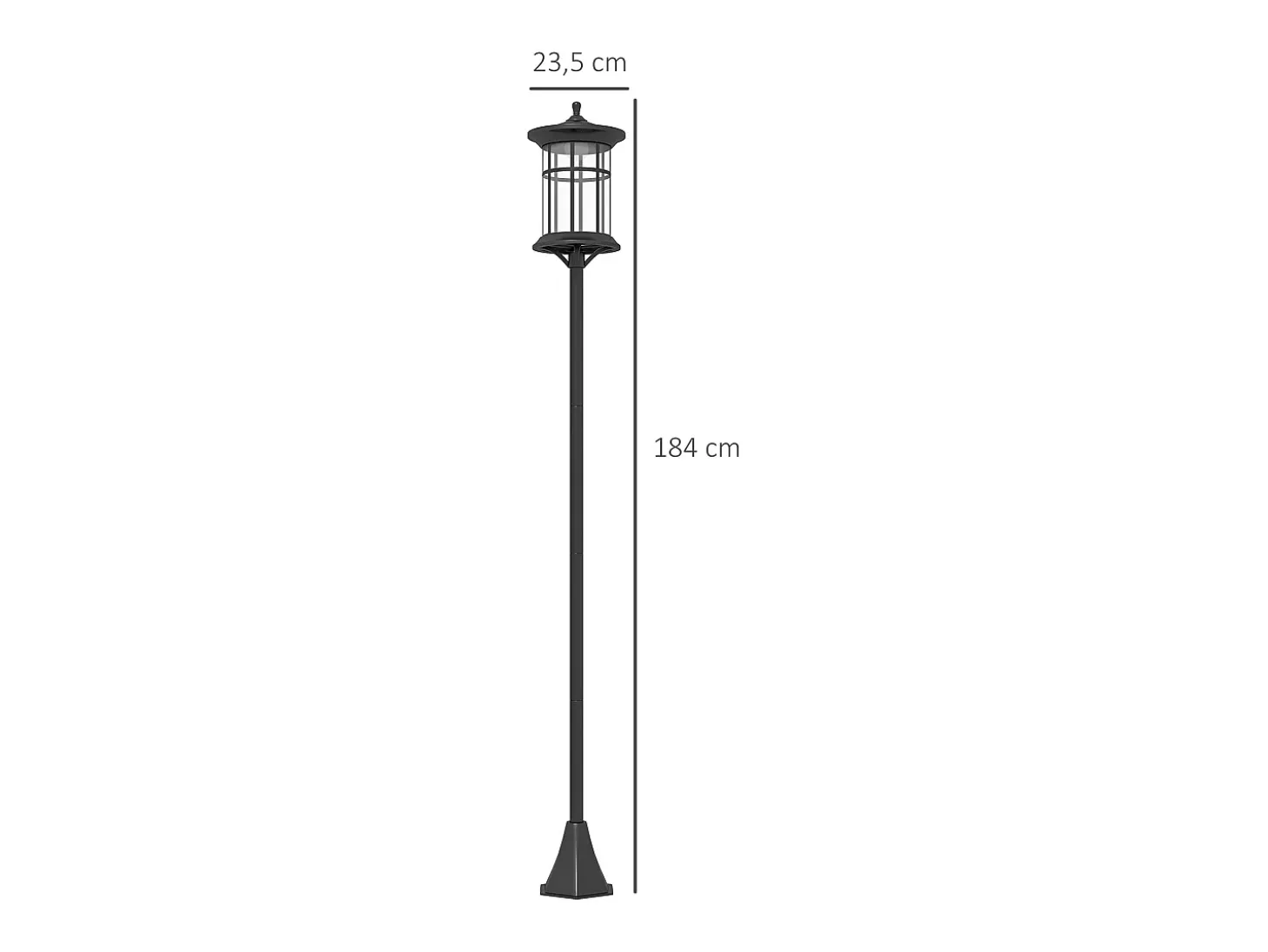 Pack de 2 farolas Alfredo Outsunny carga solar negro 184x23,5 cm