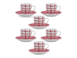 Pack de 6 tazas Kansas Quid porcelana rojo 9 cl