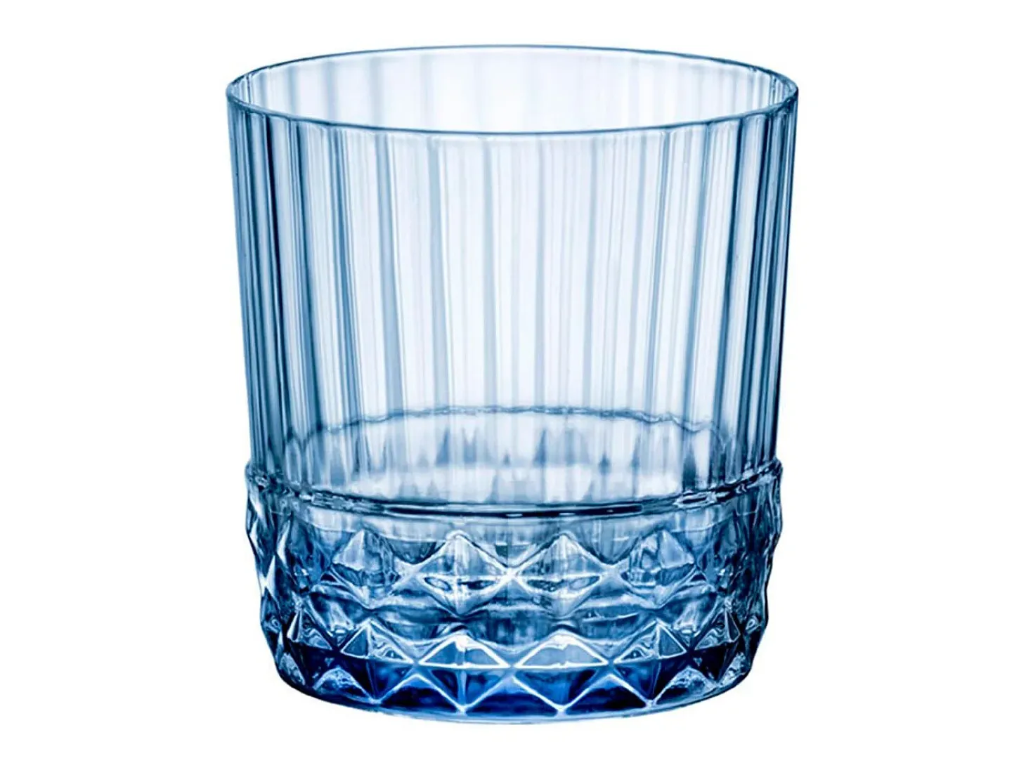 Pack de 6 vasos America 20's Bormioli 30cl con relieve azul